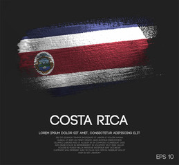 Costa Rica Flag Made of Glitter Sparkle Brush Paint Vector © natanaelginting