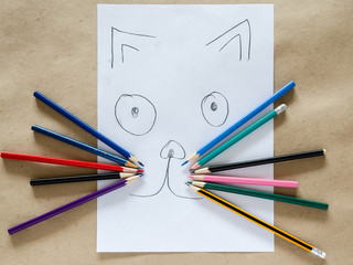 children's funny drawing of cat