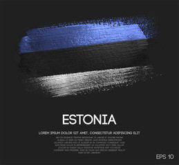 Estonia Flag Made of Glitter Sparkle Brush Paint Vector - obrazy, fototapety, plakaty