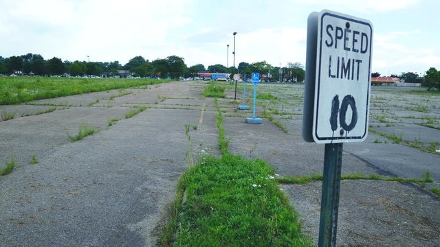 Abandoned parking lot for closed store