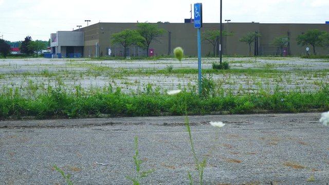 Abandoned parking lot for closed store