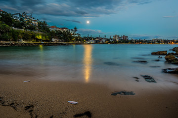 Moon reflection over Shelly Beach