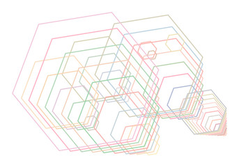 Abstract hexagon geometric pattern, colorful & artistic for graphic design, catalog, textile or texture printing & background.