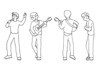 set  person activities vector doodle hand drawing sketch illustration design