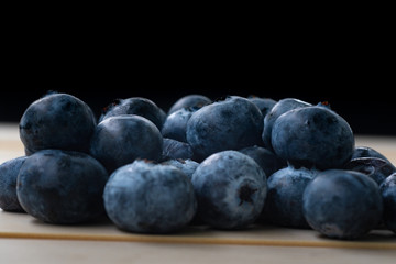blueberry on table isolated on black background.Fresh organic blueberries.