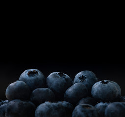 blueberry isolated on black background.Fresh organic blueberry.