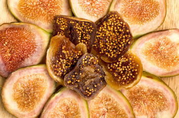 Slices of fresh and dried figs