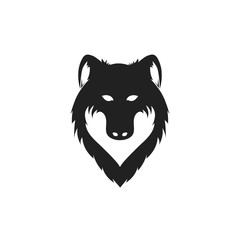 Wolf head black silhouette on white background. Vector illustration.