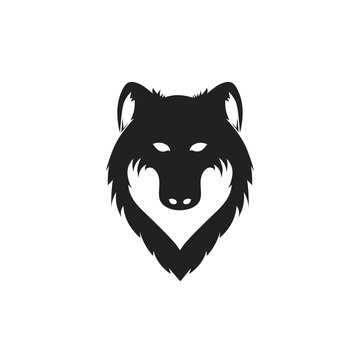 Wolf head black silhouette on white background. Vector illustration.