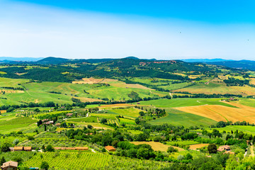 Aerial view of Tuscany natural landscape in summer