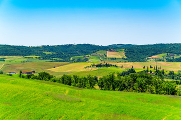 Beautiful landscape of summer in hilly Tuscany, Italy