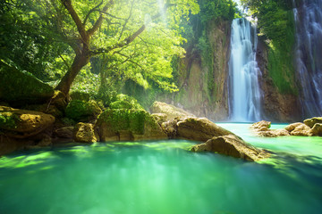 Cikaso waterfall hidden in the tropical jungle