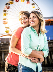 Lesbian couple at romantic date