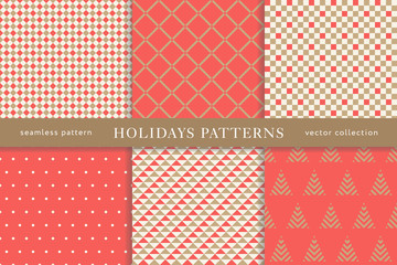 Winter holidays seamless patterns