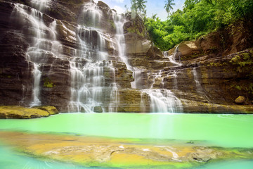 Wonderful Cigangsa waterfall in tropical forest