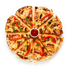 Pizza on white background