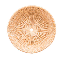 Wood basket wicker wooden in handmade top view