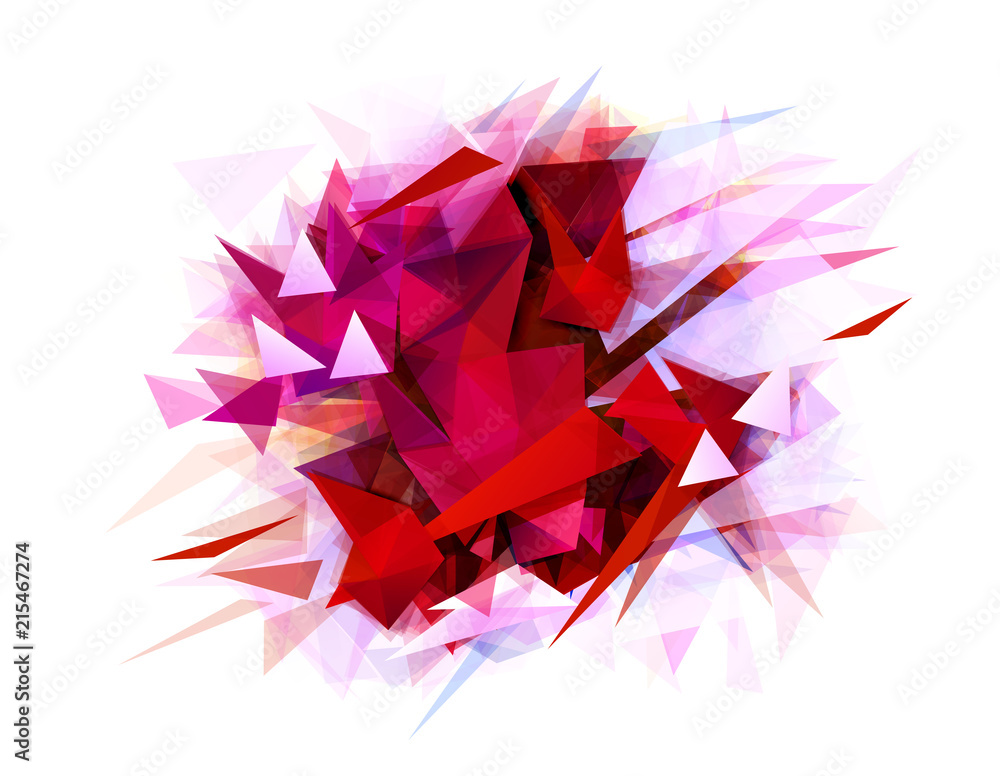 Leinwandbilder Modern abstract banner with red color and contrast graphic texture formed by geometric triangles.