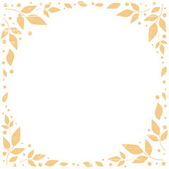 White background decorated with orange leaves and dots in form of circle with texture for decoration, scrapbooking paper, wedding invitation, greeting card, text, frame, family tree, cover