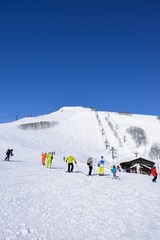 Panoramic ski at hakuba happo in Nagano Japan with blue sky