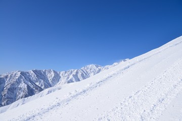 Hakuba snow mountain in Nagano Japan sunny weather