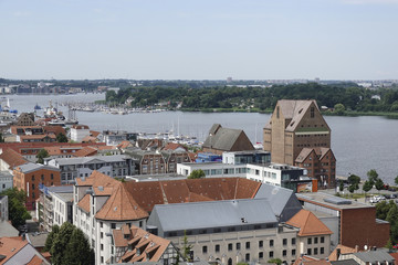 Aerial view of Rostock city