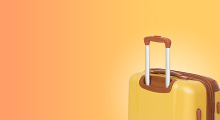 Colorful horizontal banner with suitcase and copyspace. Travelling concept.