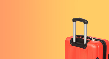 Colorful horizontal banner with suitcase and copyspace. Travelling concept.