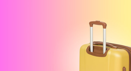 Colorful horizontal banner with suitcase and copyspace. Travelling concept.