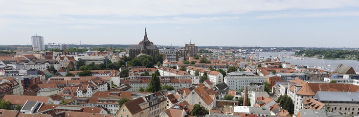 Fototapeta na wymiar Aerial view of Rostock city