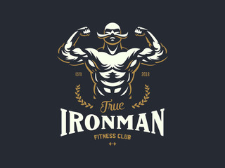 A vintage strong man with a mustache.