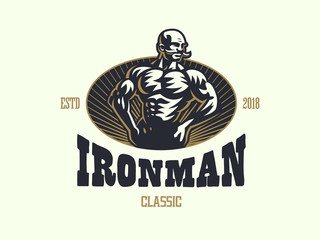 Obraz premium A vintage strong man with a mustache.