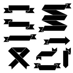 Black flat paper scrolls. Set