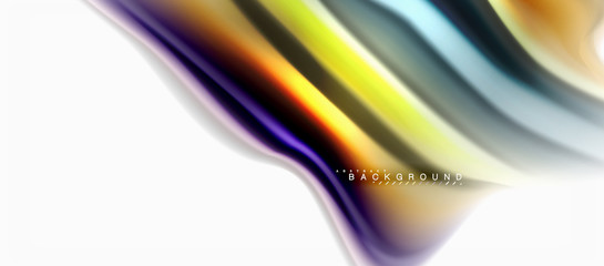 Fluid liquid mixing colors concept on light grey background, curve flow, trendy abstract layout template for business or technology presentation or web brochure cover, wallpaper