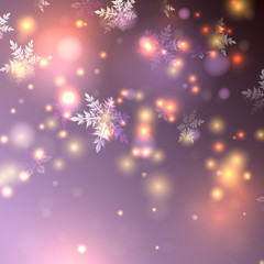vector snowflakes falling, circling. Beautiful winter background