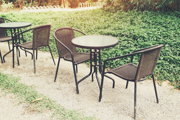 chair in garden park and vintage style.