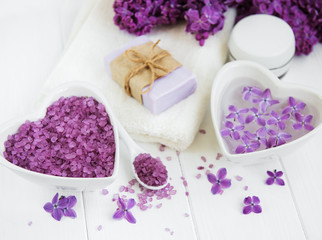 natural soap with lilac flowers