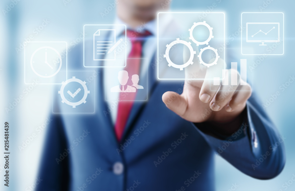 Poster automation software technology process system business concept