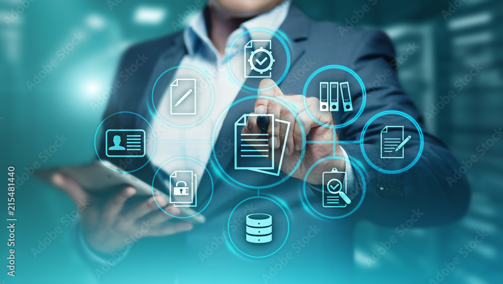 Poster document management data system business internet technology concept