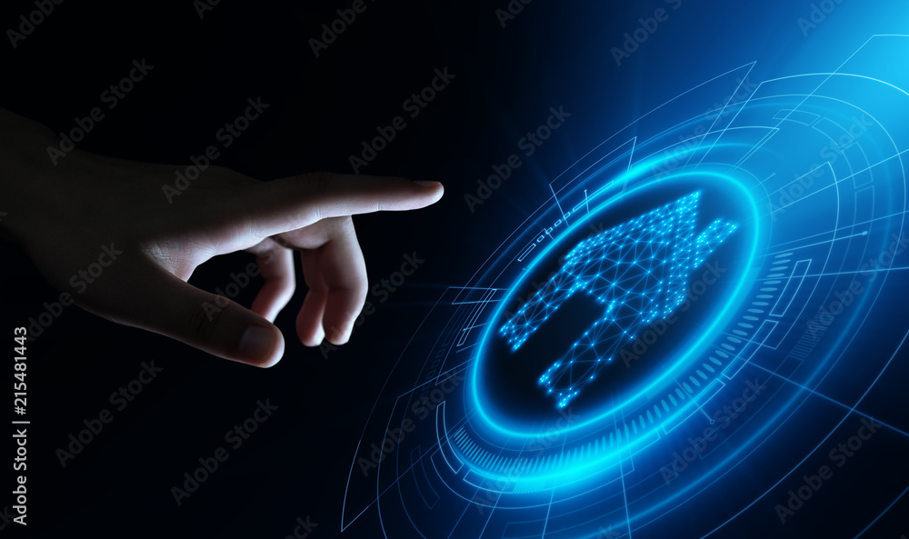 Poster smart home automation control system. innovation technology internet network concept