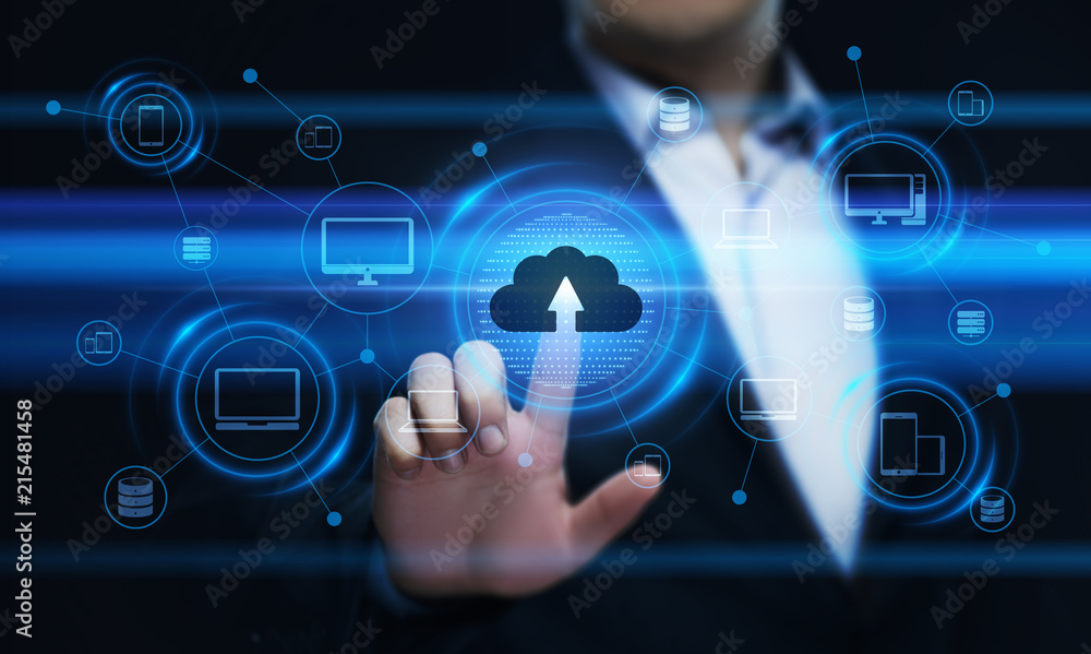 Poster cloud computing technology internet storage network concept