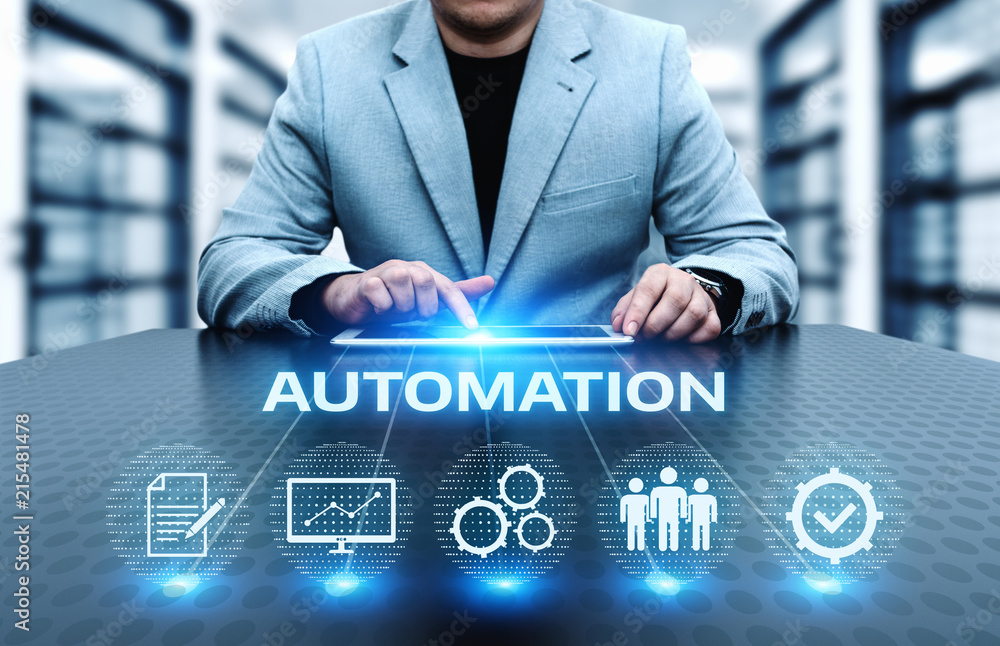 Poster automation software technology process system business concept