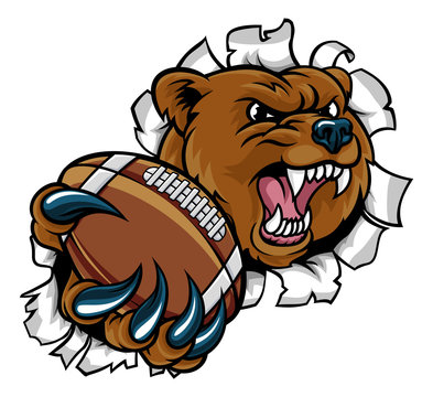 Bear and American Football Ball Tearing Background