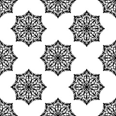 Seamless vector pattern of circles. Black and white