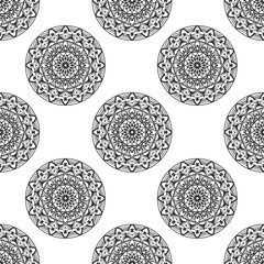 Seamless vector pattern of circles. Black and white