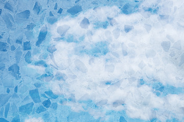 Fototapeta premium Double exposure of sweet pastel colored cloud with terrazzo stone texture, soft cloudy with gradient pastel color background.