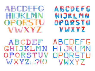Colorful watercolor aquarelle font type handwritten hand draw abc alphabet letters