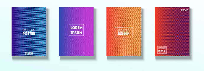 Minimal Covers, Vector Hipster Abstract Brands Design. Magenta, Cyan, Yellow Corporate Identity Blend Tech Halftones. Business Minimal Covers, Cool Retro Ad Music Party Poster Bright Gradient Stripes.