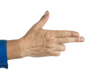 Pistol of fingers gesture isolated