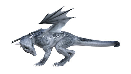 3D Rendering Fantasy Dragon Whelp on White